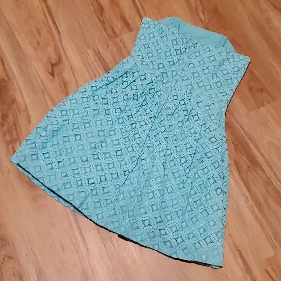 🔹Lilly Pulitzer Turquoise Caitlin Lace Strapless Dress Size 6 - Picture 5 of 11